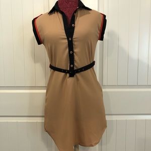 Cream, Navy, Red Tshirt Dress